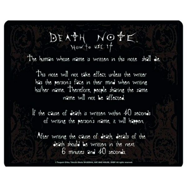 Alfombra Ratn Death Note Rules